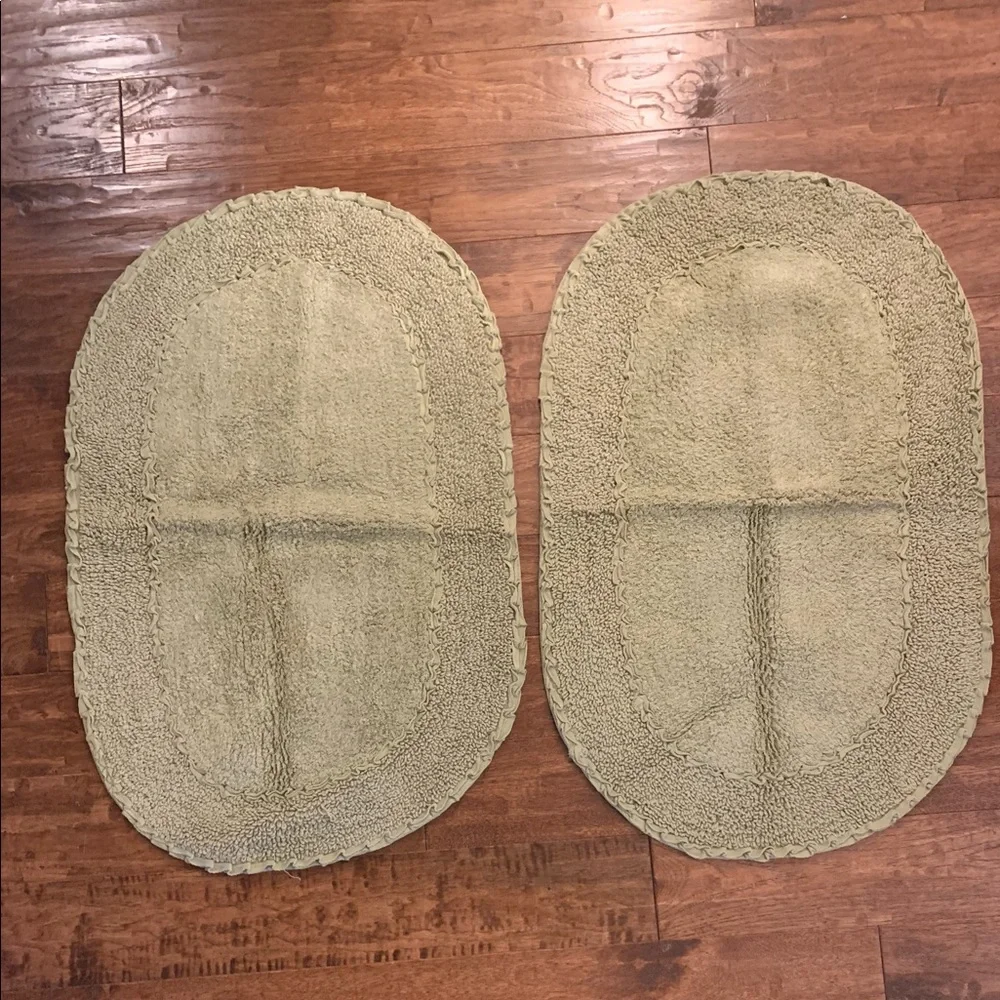 Yandel Double Ruffle Oval Bath Mats from Wayfair. 100% Cotton, Sage Green Color